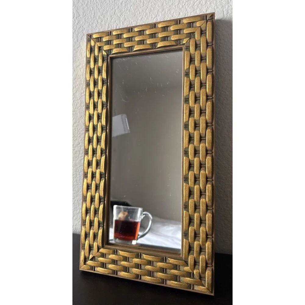 Vtge Uttermost Woven In Time Gold Mirror, Decorative Woven Texture Golden Frame